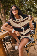 Laurel & Mina Crochet Cardigan and Shorts Set in Cotton-Linen Knit
