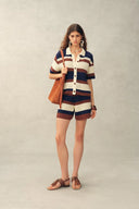 Laurel & Mina Crochet Cardigan and Shorts Set in Cotton-Linen Knit