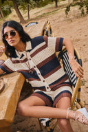 Laurel & Mina Crochet Cardigan and Shorts Set in Cotton-Linen Knit