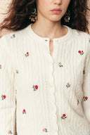 Lavinia 100% 羊毛花卉刺繡開襟衫