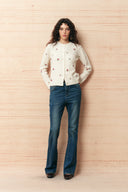 Lavinia Floral Embroidery Cardigan in 100% Wool