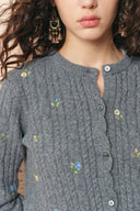 Lavinia Floral Embroidery Cardigan in 100% Wool