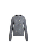 Lavinia Floral Embroidery Cardigan in 100% Wool