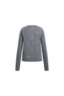 Lavinia Floral Embroidery Cardigan in 100% Wool