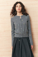 Lavinia Floral Embroidery Cardigan in 100% Wool