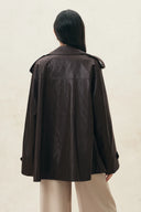 Layla Lightweight Cape Style Coat in Vegan Leather