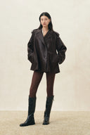 Layla Lightweight Cape Style Coat in Vegan Leather