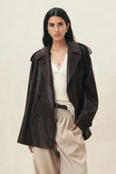 Layla Lightweight Cape Style Coat in Vegan Leather