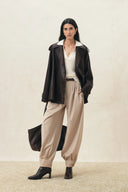 Layla Lightweight Cape Style Coat in Vegan Leather