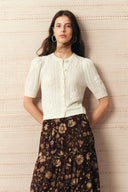Léa Floral Embroidery Cardigan in Alpaca Blend