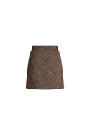 Leila Metal Ring Wrap Mini Skirt in Wool Blend
