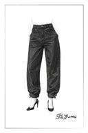 Lila Cinch Hem Barrel Leg Jeans in Wax Coated Denim
