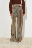 Lila Corduroy Stripe Straight Leg Jeans in Flocked Denim
