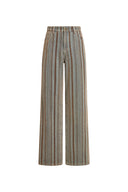 Lila Corduroy Stripe Straight Leg Jeans in Flocked Denim