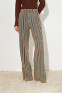 Lila Corduroy Stripe Straight Leg Jeans in Flocked Denim