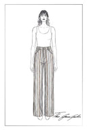Lila Corduroy Stripe Straight Leg Jeans in Flocked Denim