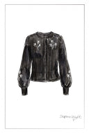 Lila Hand Embroidery Floral Fitted Cardigan in Wool Blend