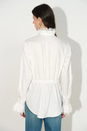 Lilith Lace Trimmed Drawstring Waist Shirt in Cotton Twill
