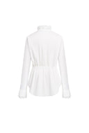 Lilith Lace Trimmed Drawstring Waist Shirt in Cotton Twill