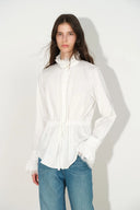 Lilith Lace Trimmed Drawstring Waist Shirt in Cotton Twill