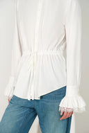Lilith Lace Trimmed Drawstring Waist Shirt in Cotton Twill