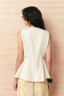 Lily White Sleeveless Vest Top in Cotton Denim