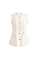 Lily White Sleeveless Vest Top in Cotton Denim