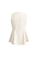 Lily White Sleeveless Vest Top in Cotton Denim