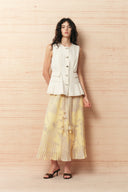 Lily White Sleeveless Vest Top in Cotton Denim