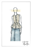 Lily White Sleeveless Vest Top in Cotton Denim