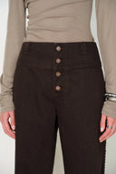 Lim Tape Trim Wide Leg Jeans in Cotton Denim