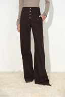 Lim Tape Trim Wide Leg Jeans in Cotton Denim