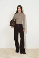 Lim Tape Trim Wide Leg Jeans in Cotton Denim