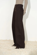 Lim Tape Trim Wide Leg Jeans in Cotton Denim