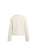 Linnea Faux Leather-Panel Cropped Coat with Ribbed Collar