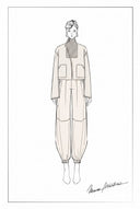 Linnea Faux Leather-Panel Cropped Coat with Ribbed Collar