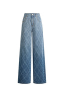 Liora Crystal Embellished Crochet Argyle Jeans