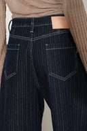 Liora Herringbone Stripe Wide Leg Jeans in Cotton Denim