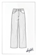 Liora Herringbone Stripe Wide Leg Jeans in Cotton Denim