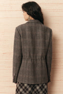 Liv Plaid Drawstring Waist Blazer in Wool Tweed