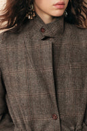 Liv Plaid Drawstring Waist Blazer in Wool Tweed