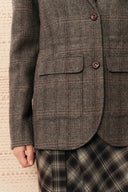 Liv Plaid Drawstring Waist Blazer in Wool Tweed