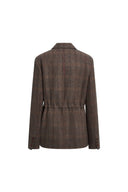 Liv Plaid Drawstring Waist Blazer in Wool Tweed