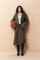 Liv Plaid Drawstring Waist Blazer in Wool Tweed