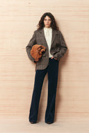 Liv Plaid Drawstring Waist Blazer in Wool Tweed