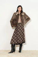 Lucy Textured Lapel Cropped Jacket in Faux Fur