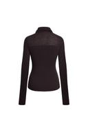 Lumina Sheer Turtleneck Fitted Top in Wool Blend Knit