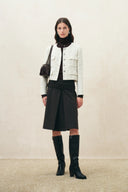 Lumina Sheer Turtleneck Fitted Top in Wool Blend Knit