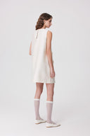 Luminere Floral Embellished Dress in Silk Wool Satin
