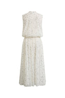 Lunare Polka Dot Sleeveless Drawstring Dress in Crinkled Sheer Fabric